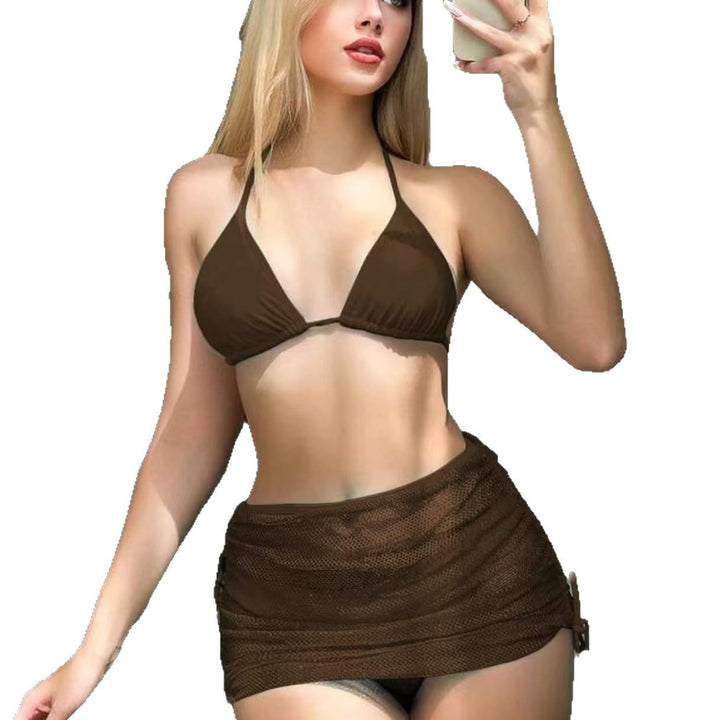 Dame Triangle-Bikini-Sæt med justerbar Skirt Skovae