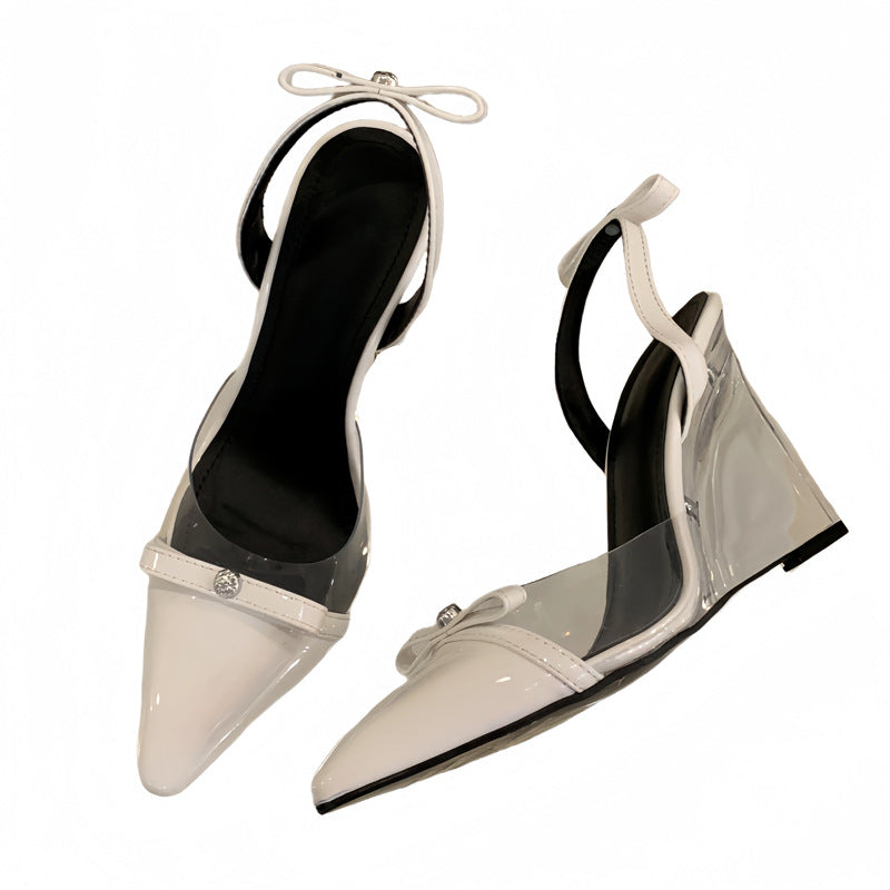 Damer Slingback Pumps med gennemsigtigt overmateriale og fin sløjfedekoration Stilla