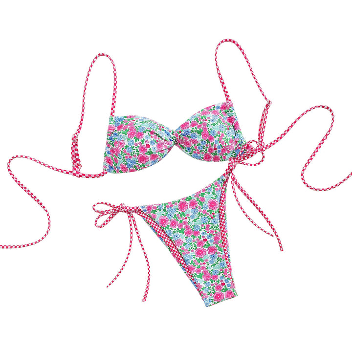 Dame Floral Bikini med justerbare bindebånd Skovae