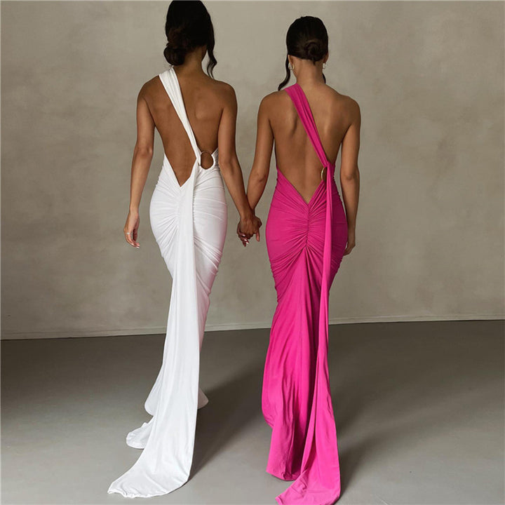 Dame Elegant langermet One-Shoulder Kjole Skovae