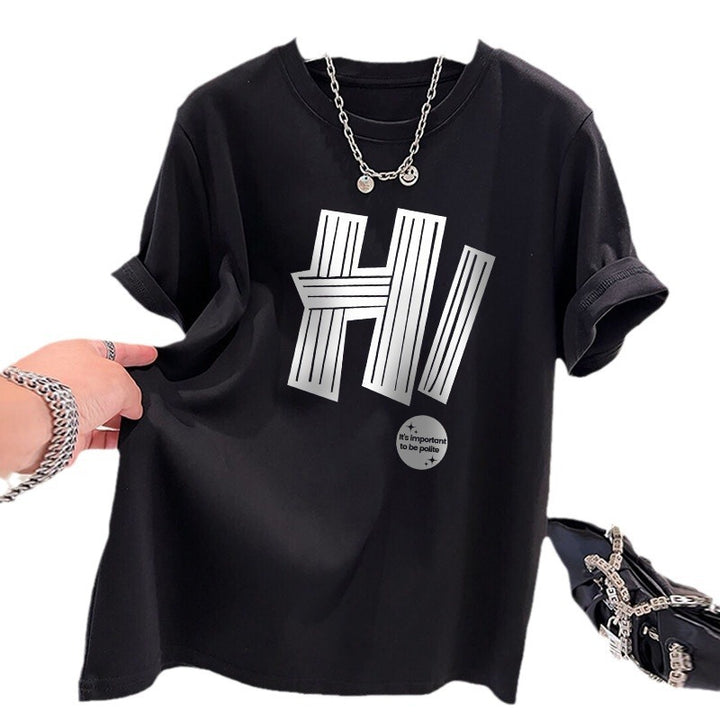 Dame T-shirt med kreativt statement-tryk og behagelig pasform Stilla