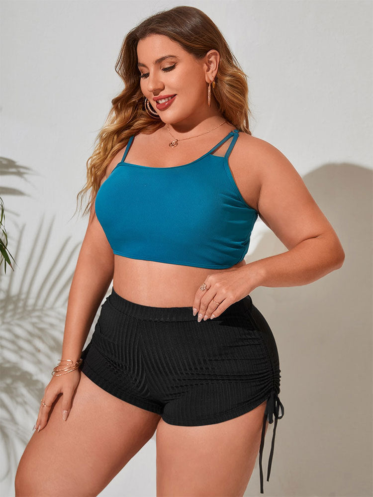 Dame Sportliche Ribbed Shorts med justerbar talje Skovae
