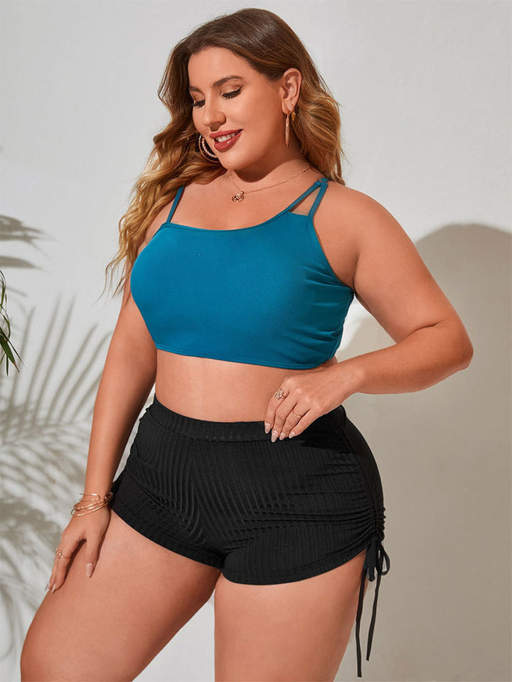 Dame Sportliche Ribbed Shorts med justerbar talje Skovae
