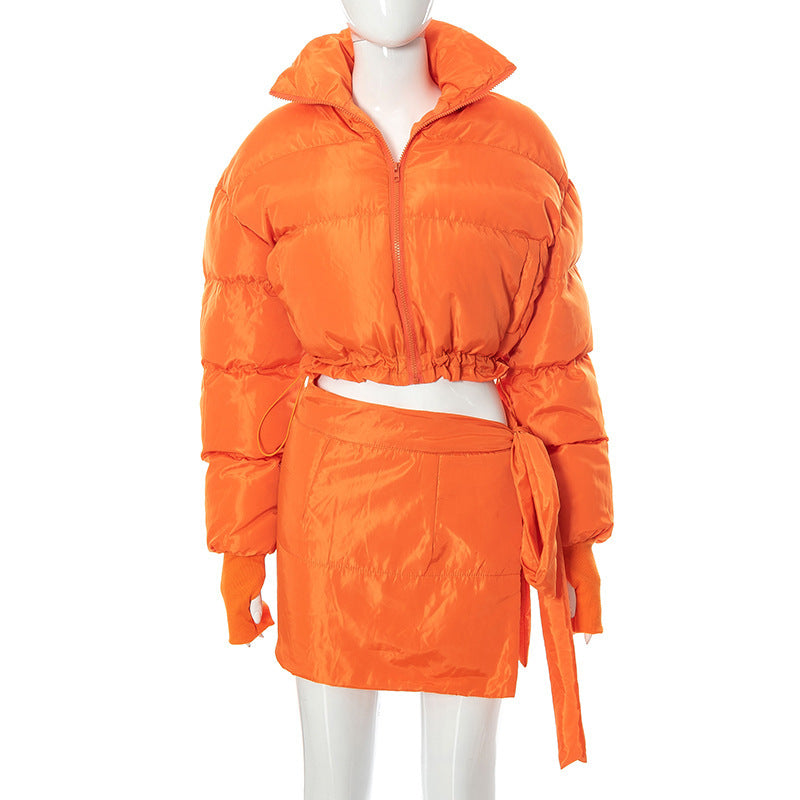 Femme Croppet Puffer-jakke med asymmetrisk design Stilla