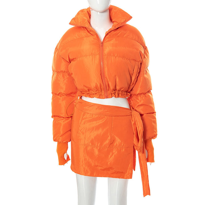 Femme Croppet Puffer-jakke med asymmetrisk design Stilla