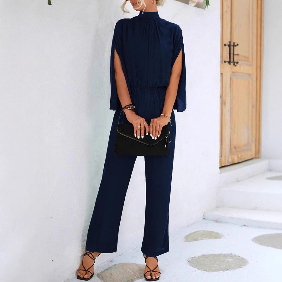 Dame elegant jumpsuit med vid ben og chiffonærmer Skovae