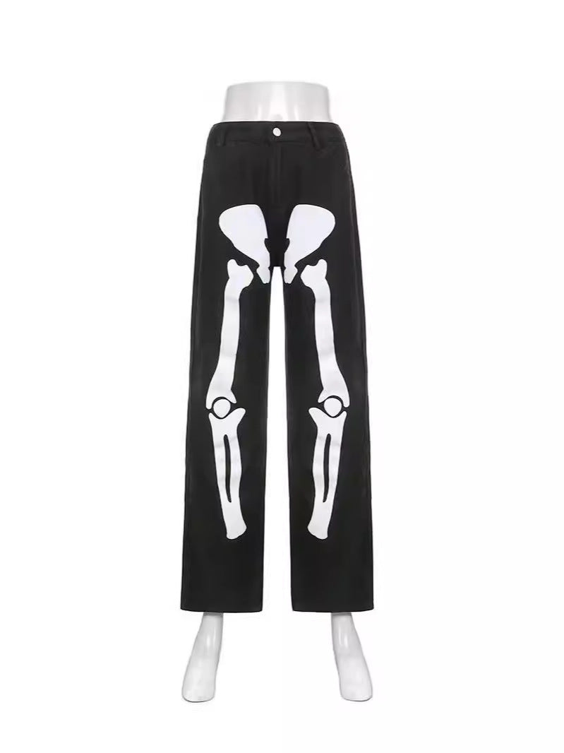 Herren Baggy-Jeans med skulpturelt skeletdesign Stilla