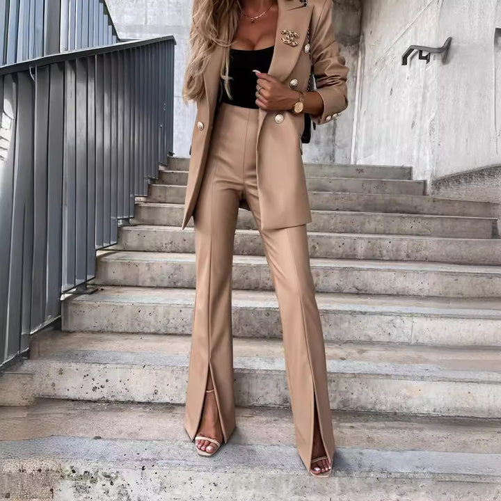Dame elegant og stilfuld blazer med høj talje og slids