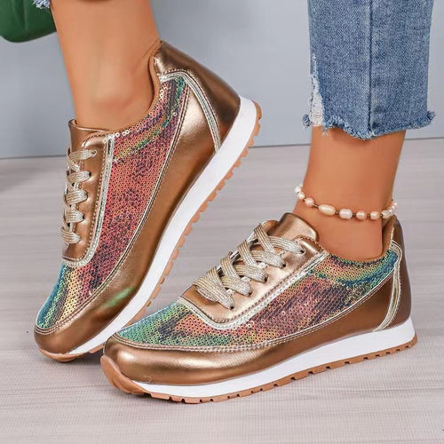 Dame mode Sneakers med glitrende overflade og skridsikker sål Stilla