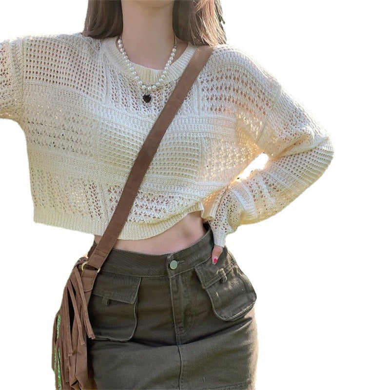 Kvinder Casual Mesh Sweater med Brede Ærmer og Rund Udgivelse Stilla