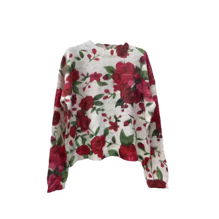 Dame Pullover med iøjnefaldende blomsterdesign og afslappet snit Stilla