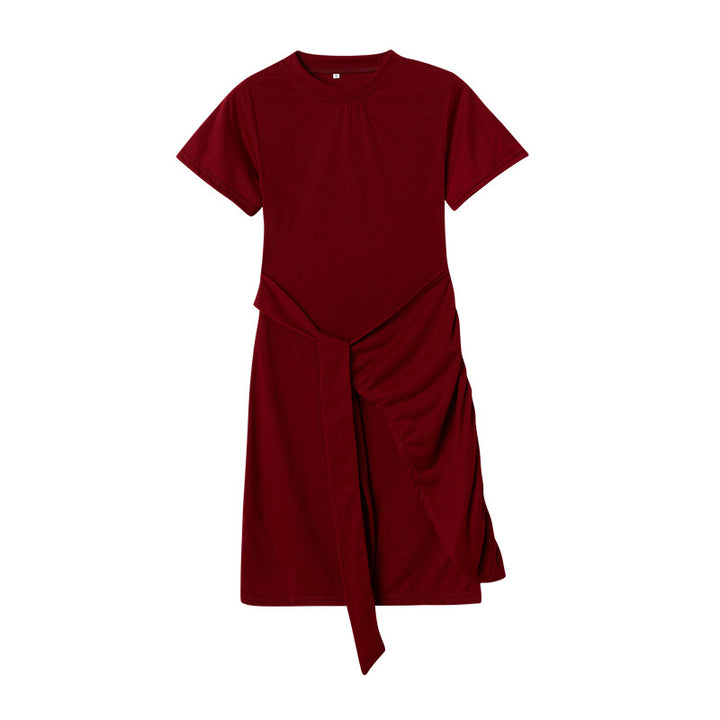 Dame Fritids Draperet T-Shirt Kjole Stilla