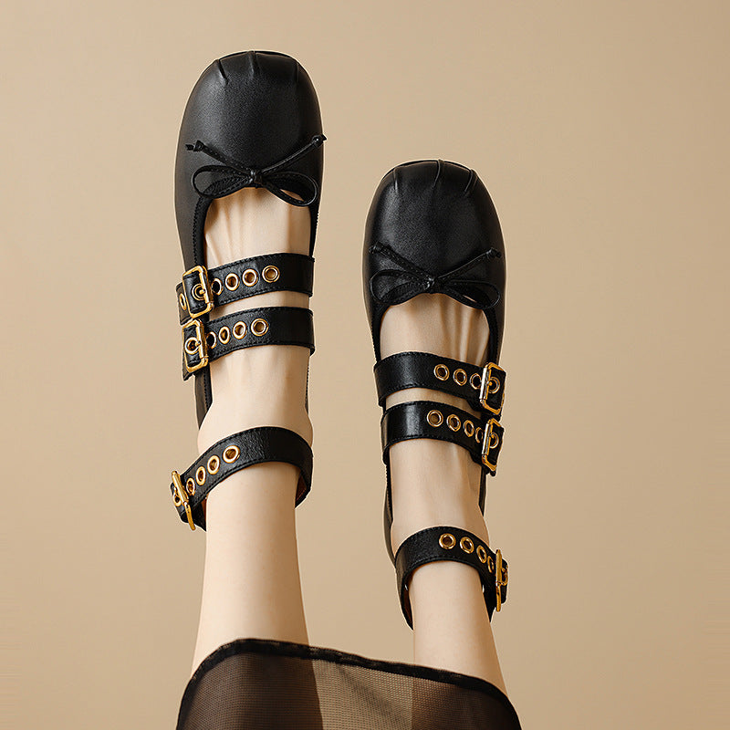 Dame elegante Ballerinas med spænde og øsede detail Stilla