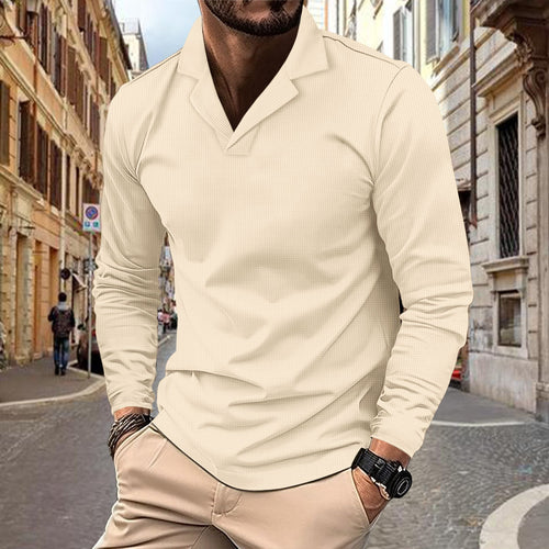 Herrer langærmet polo skjorte med struktureret design og moderne revers Stilla