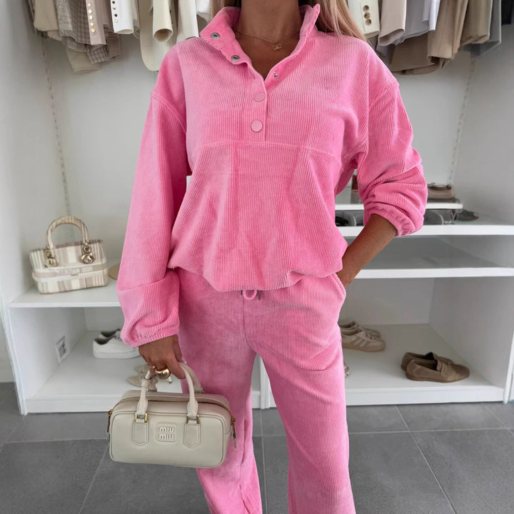 Dame Fleece-husdragt med knapliste Stilla