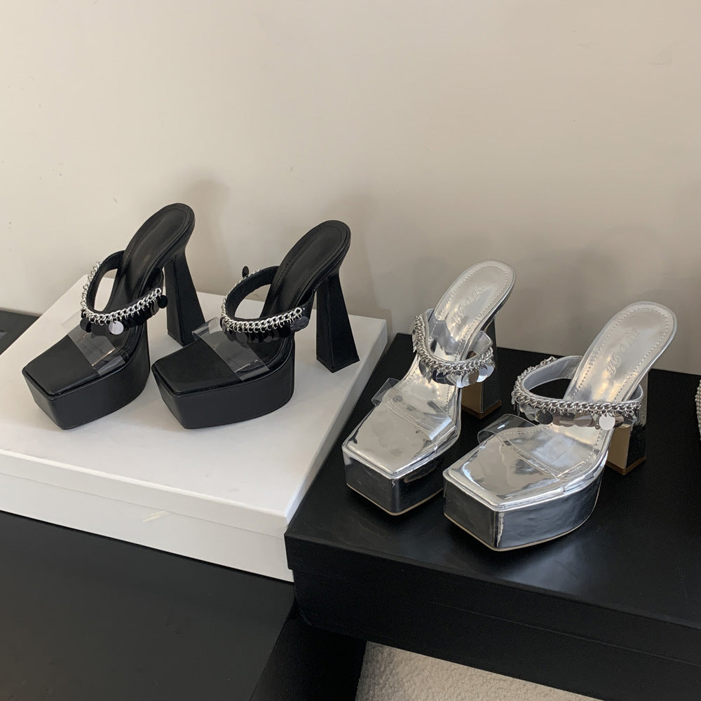 Dame Plateau-sandaler med glamourøst design og gennemsigtig tåparti Stilla