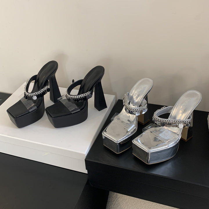 Dame Plateau-sandaler med glamourøst design og gennemsigtig tåparti Stilla