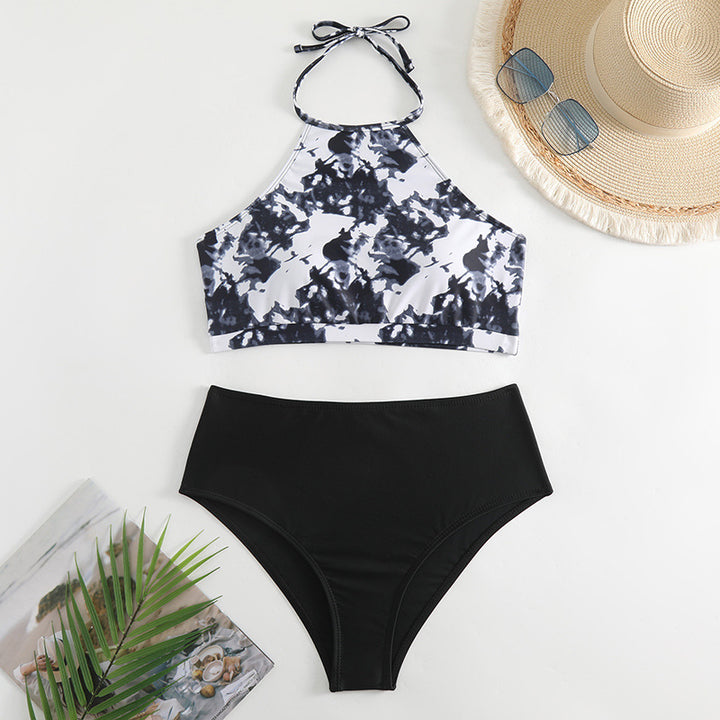 Damer Højt skåret Bikini med stilfuld Crop-Top og legende mønster Stilla