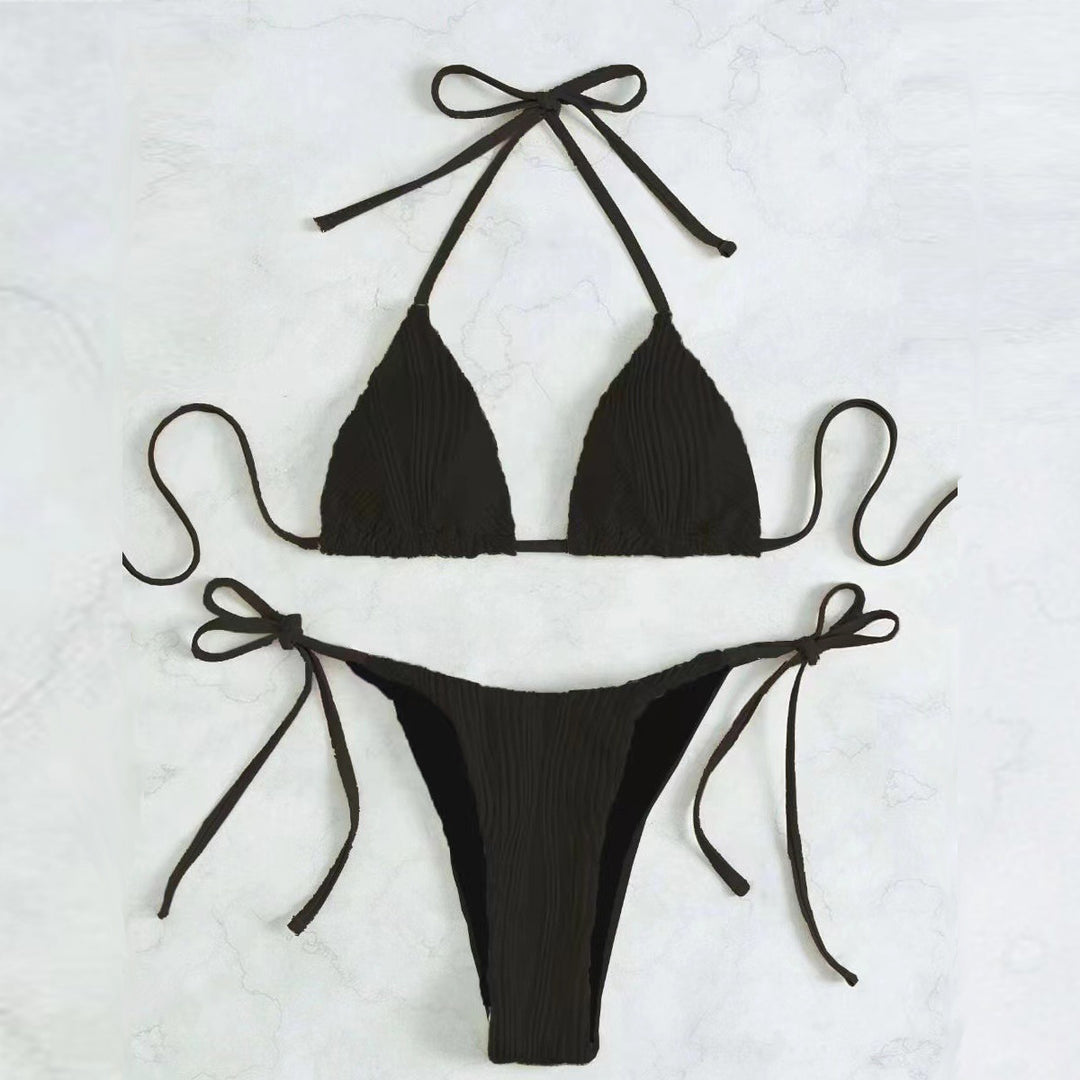 Dame Triangel-Bikini-Sæt med elegant flæse detalje Skovae