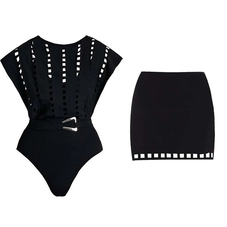 Dame one-piece badedragt med moderne nederdel Skovae