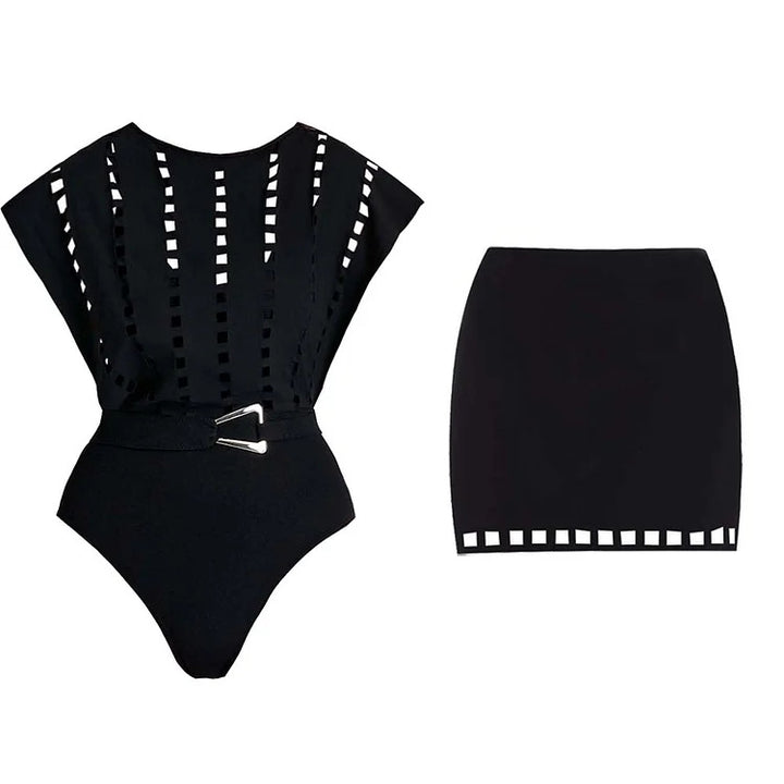 Dame one-piece badedragt med moderne nederdel Skovae