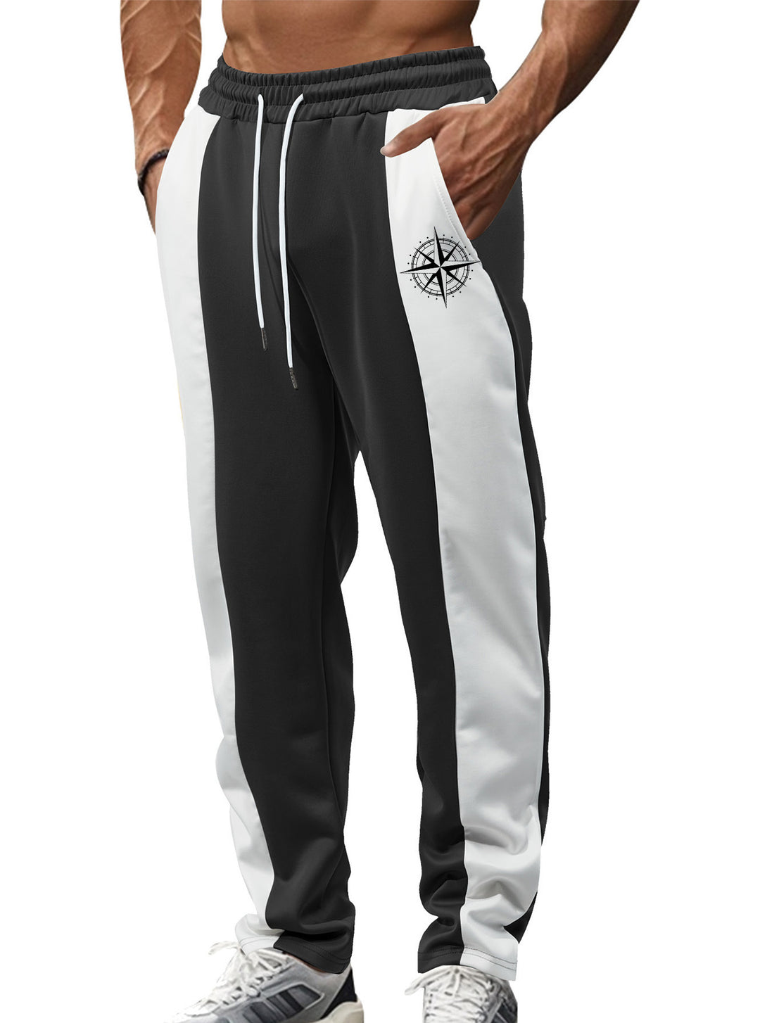 Herrer nan sporty Trackpants med sidelæns kontrastbånd elastisk bund snor og hjorte broderi Skovae