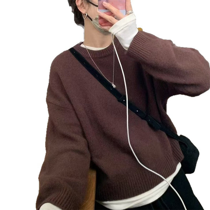 Kvinders hyggelige oversized sweater med rund halsudskæring og velkendt striktekstur Stilla