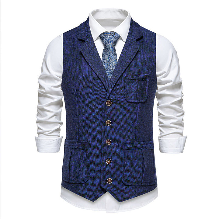 Herrer Elegant Fiskeben Struktureret Vest Stilla