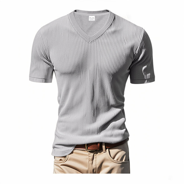 Herrer V-Hals T-Shirt med struktureret ribmønster Stilla