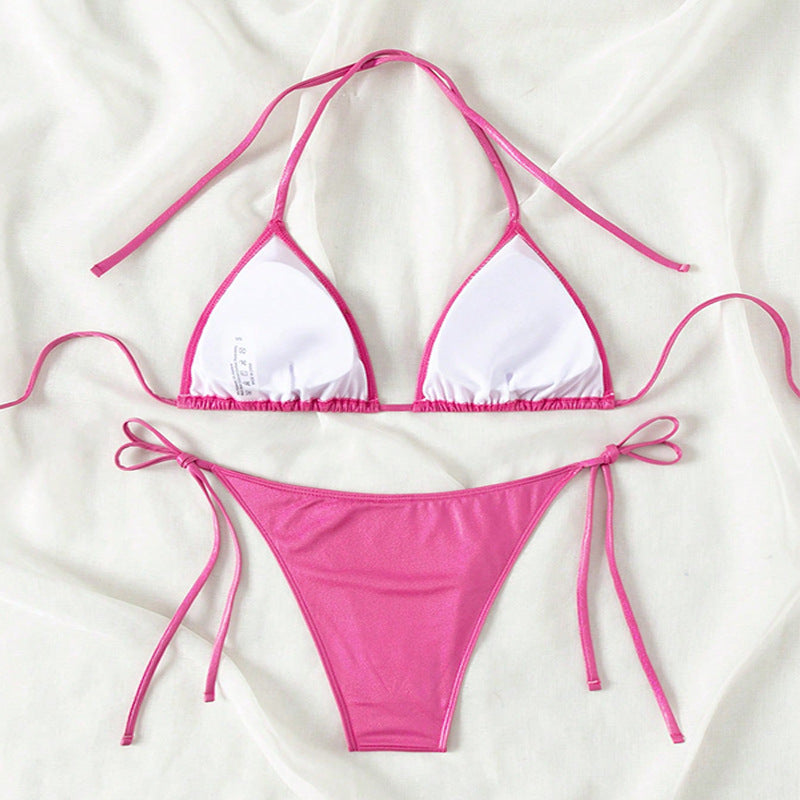 Dame triangle bikini med sidestropper og glansfuldt finish Skovae