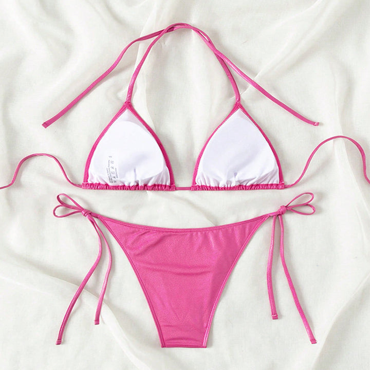 Dame triangle bikini med sidestropper og glansfuldt finish Skovae
