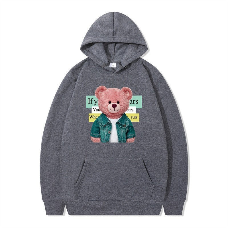 Women Hoodie med sødt bjørnemotiv Skovae