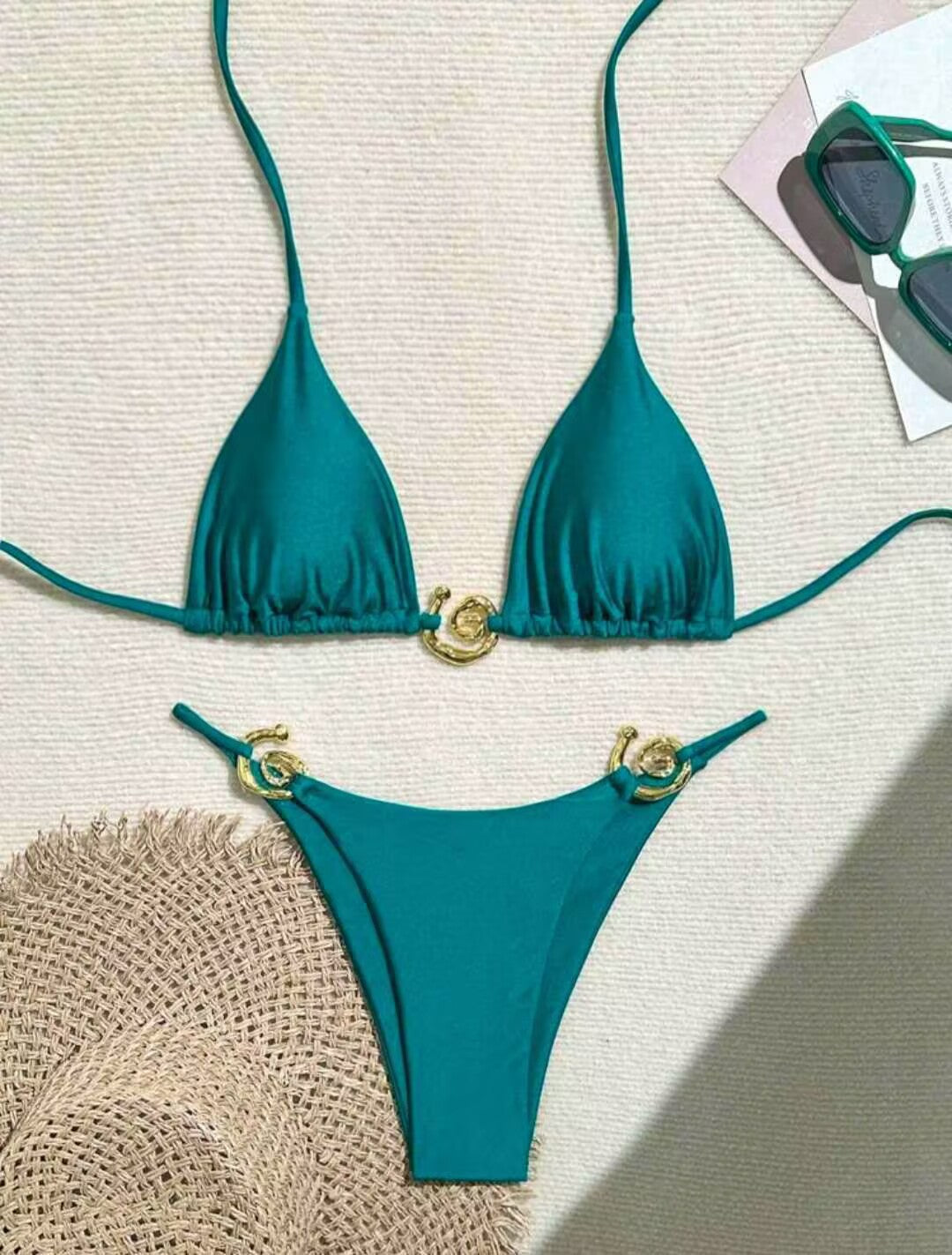 Dame Triangel-Bikini med raffineret guld-detalje Skovae
