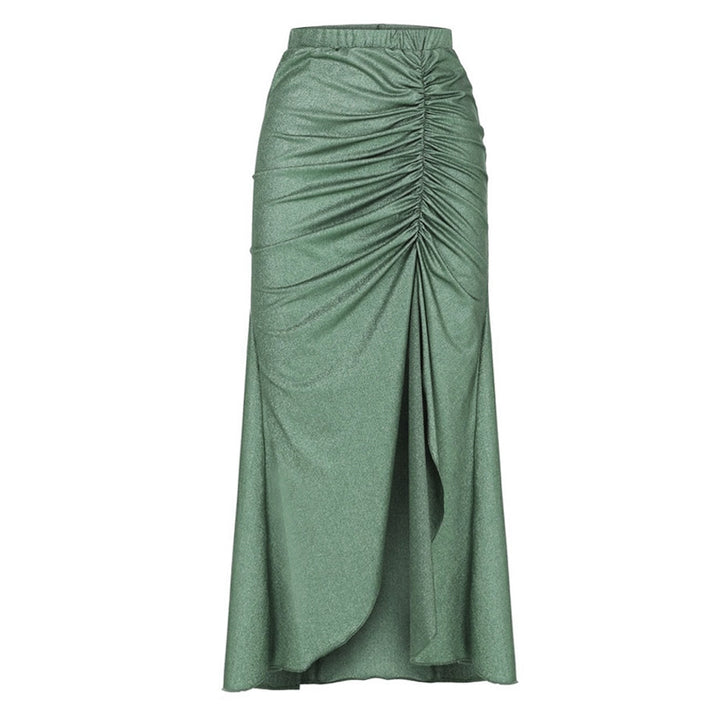 Dame badedragt med raffinerede draperinger og elegante gulddetaljer Skovae
