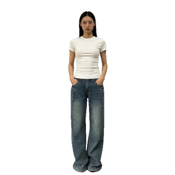 Dame brede High-Waist jeans med afslappet pasform og individuelle vaskninger Skovae