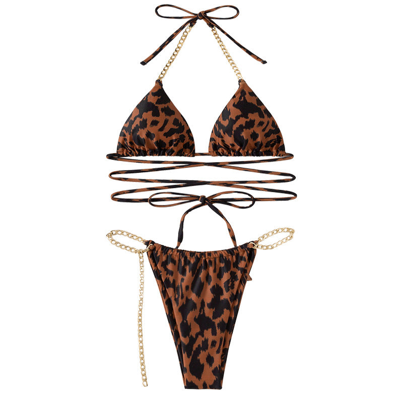 Dame triangel-bikini med fashionable krydsdetaljer Skovae