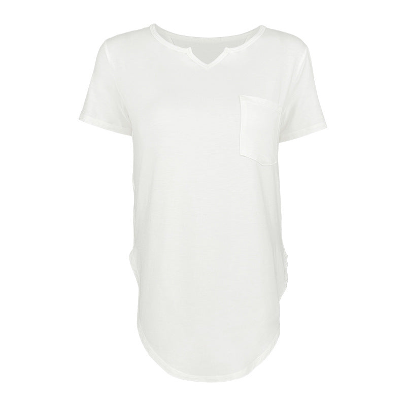 Dame afslappet T-shirt med praktisk lomme-detalje og rund halsudskæring Stilla