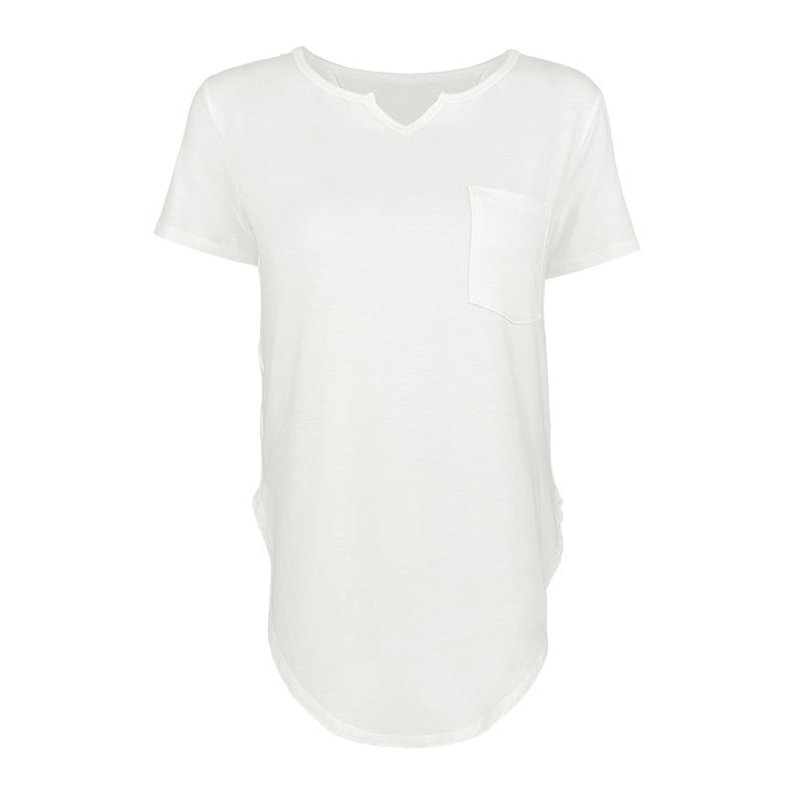 Dame afslappet T-shirt med praktisk lomme-detalje og rund halsudskæring Stilla