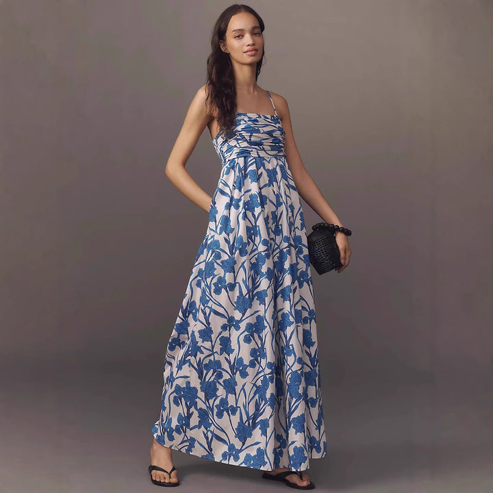 Kvinder Elegant Blomster Maxi Overall Stilla