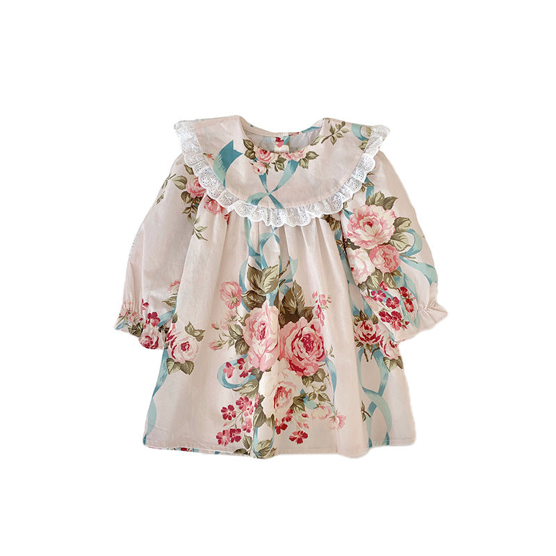 Pige Blomster Broderet A-Linje Kjole Stilla 1747879332