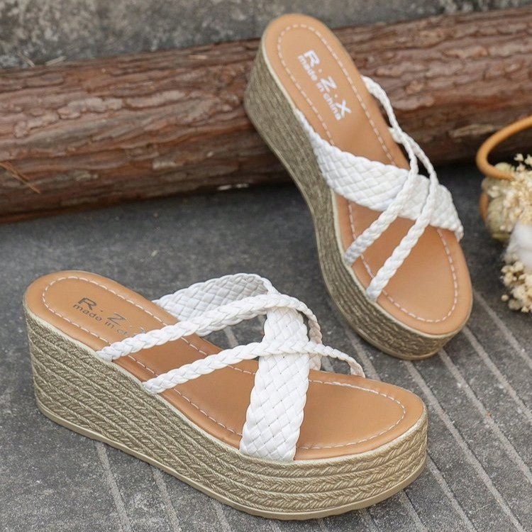 Dame Plateau-sandaler med flettet remdesign og skridsikker sål Stilla