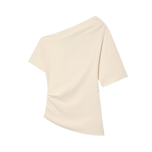 Dame asymmetrisk top med elegant drapering Skovae