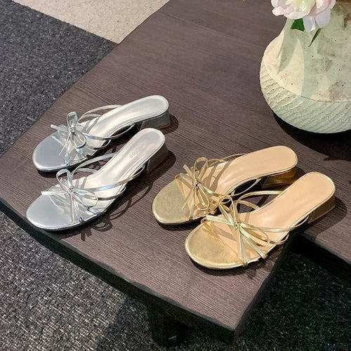 Dame Komfortable Sling-Sandaler med elegant Sløjfeaccent og fashionable Hæl Stilla