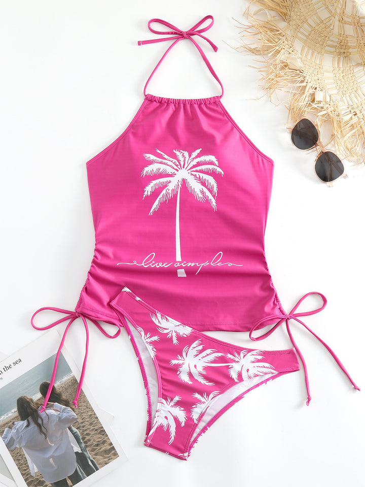 Dame trendy bikinisæt med palme-motiv Skovae