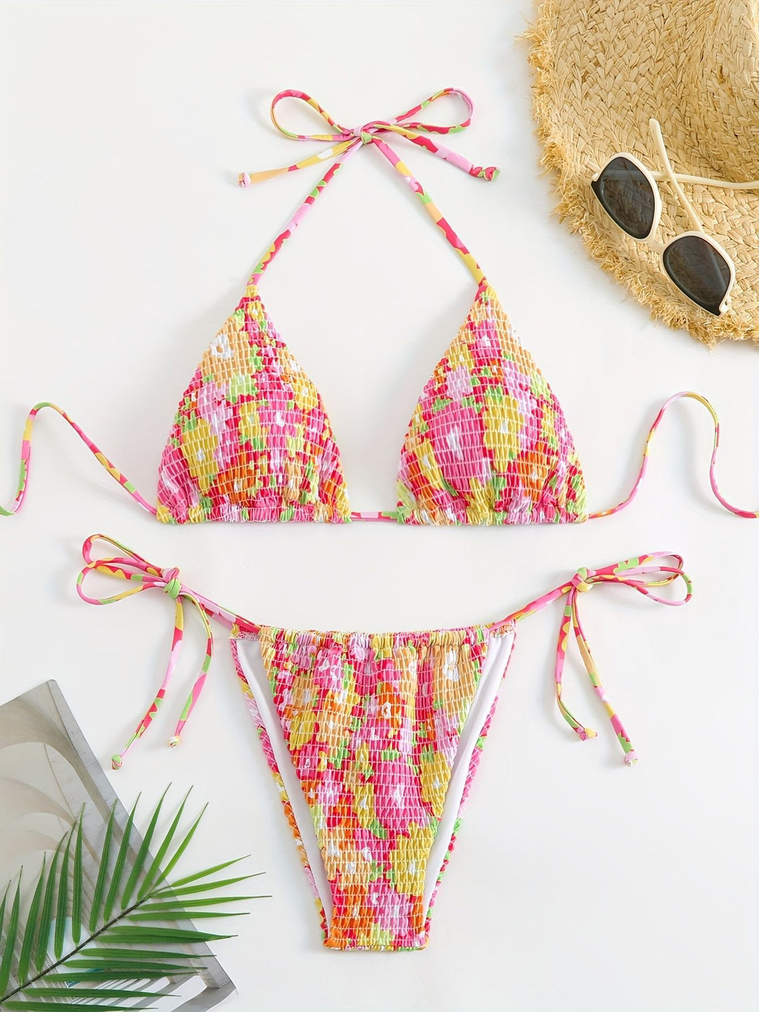 Dame Triangel-Bikini-Sæt med floralt design Skovae