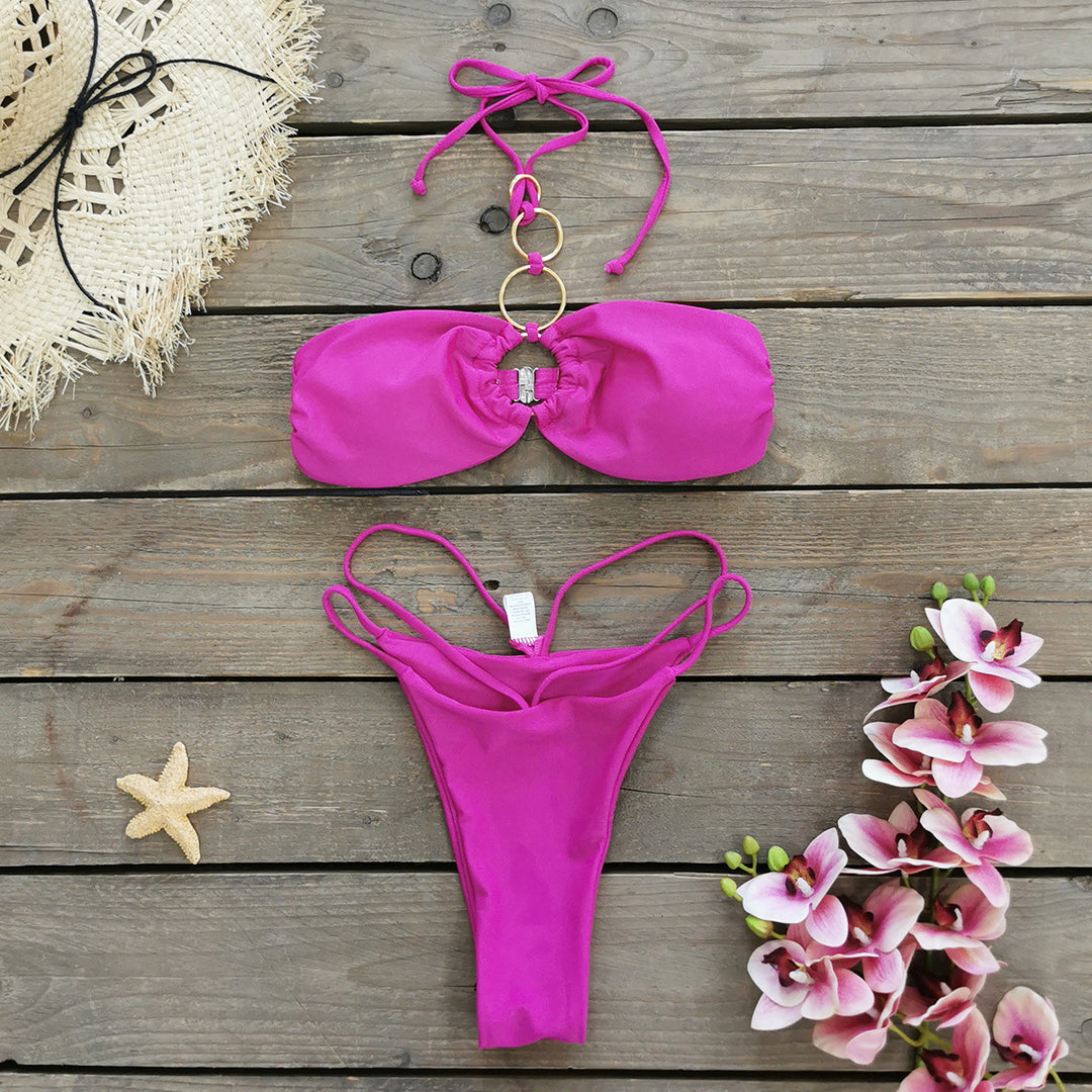 Dame Bikini-sæt med legesyg ring-design og justerbare stropper Stilla