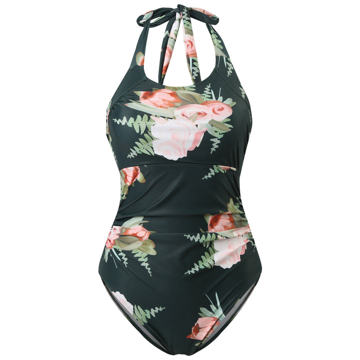 Dame Floral Sportbadedragt med halterneck design og figursyet snit Stilla