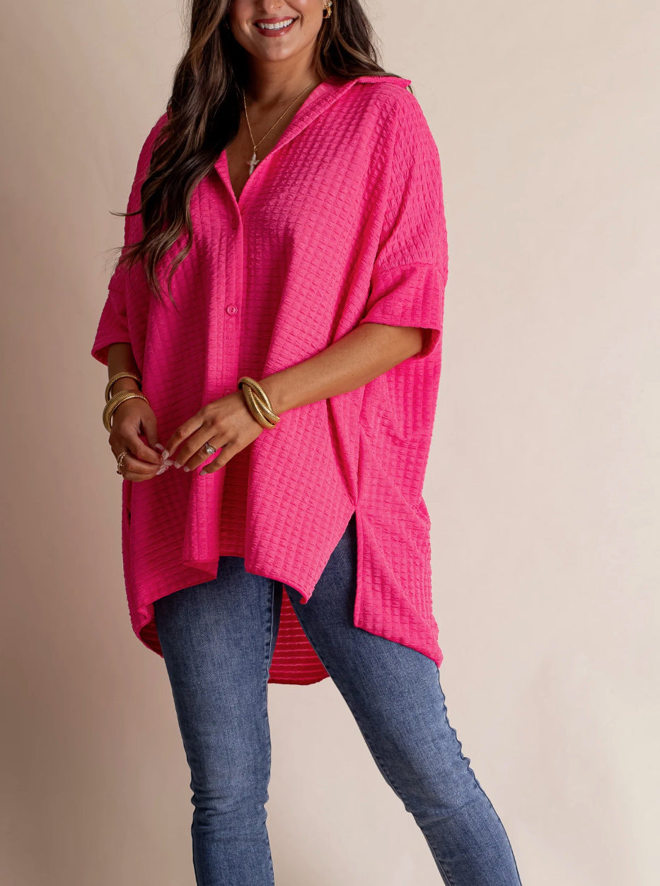 Dame Oversized Skjorte med struktureret stof med lommer Stilla