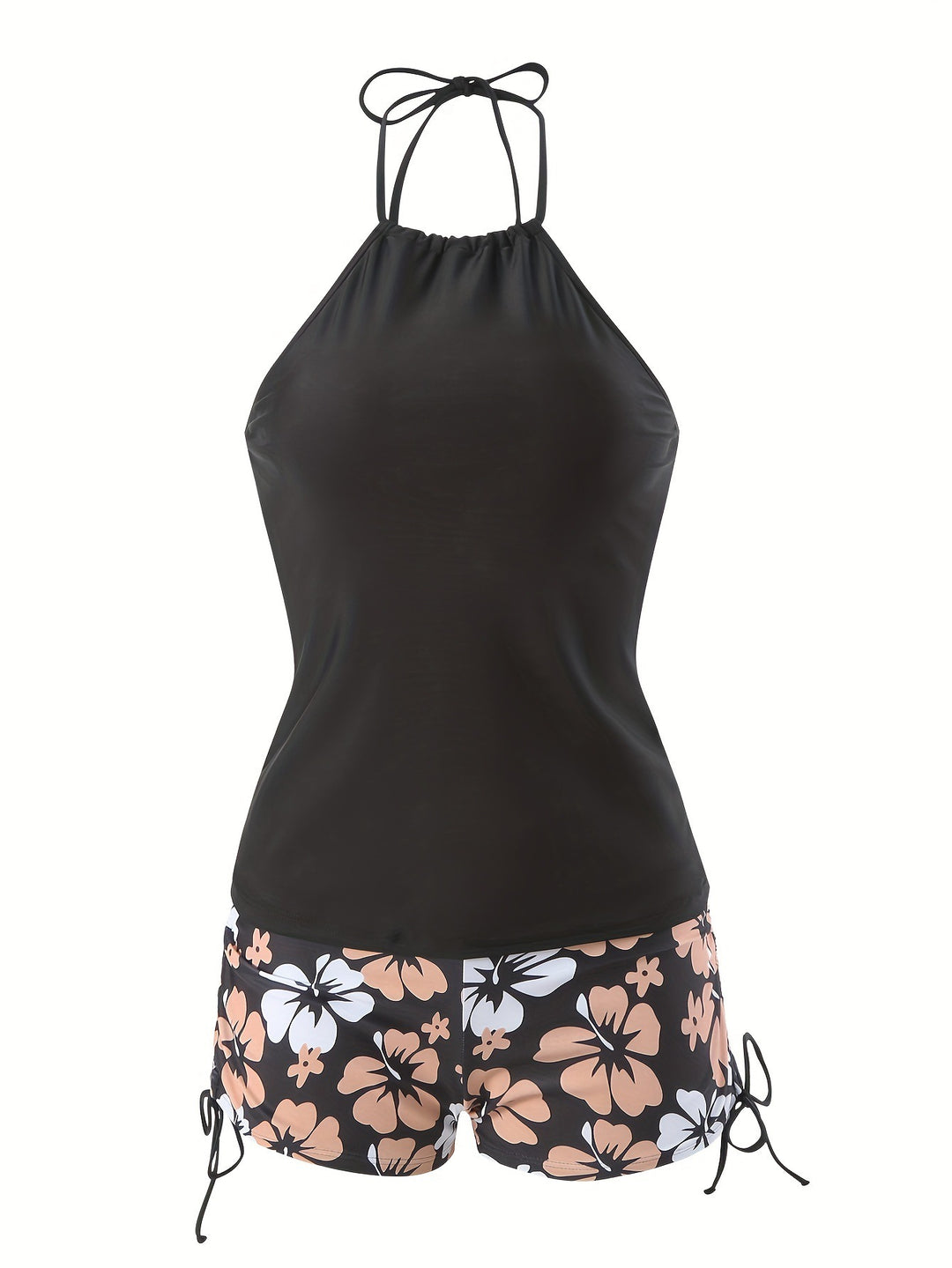 Dame Tankini-sæt med afslappet top og højtaljede shorts Skovae