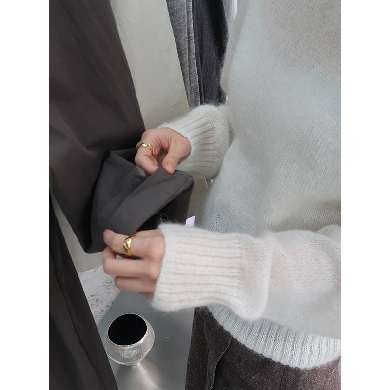 Dame afslappet sweater med off-shoulder design og blød materialeblanding Stilla